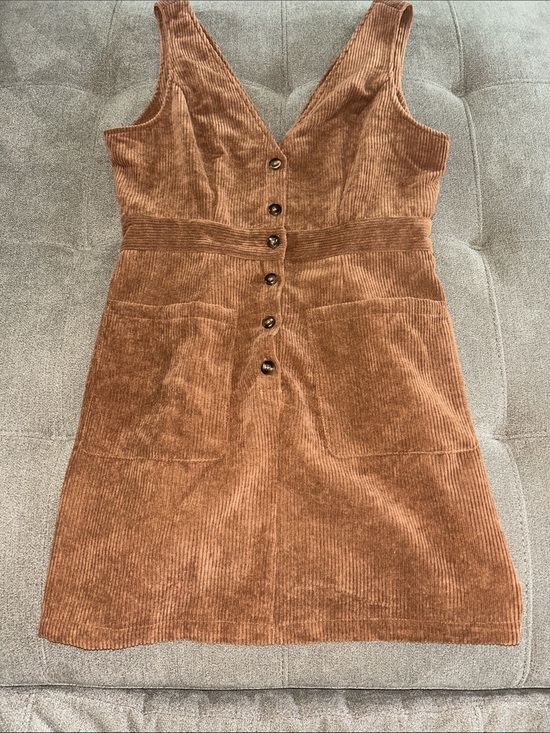 SHEIN Dresses & Skirts - SHEIN Rust Brown Corduroy Button-Front Mini Dress
